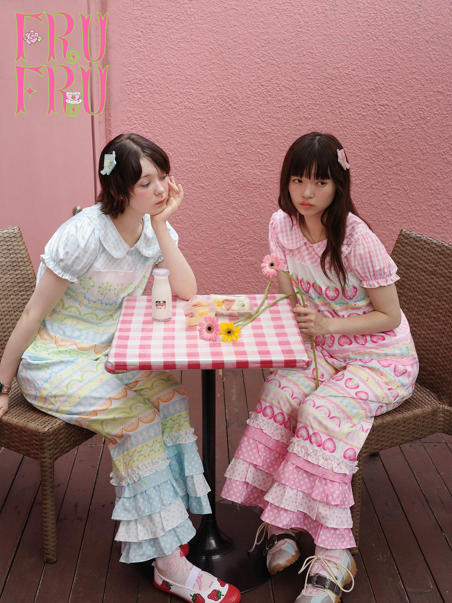 frufru - Fruit Plaid Patchwork Pants | Kawaii Harajuku Summer Fashion pants frufru