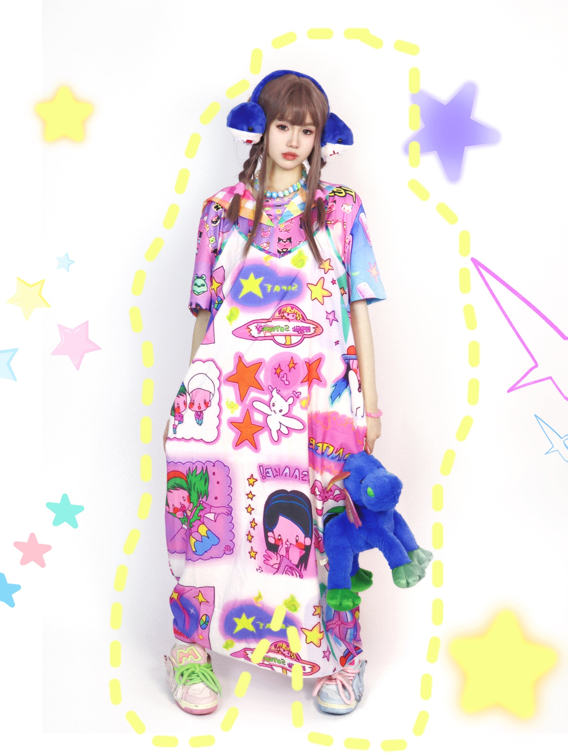 Harajuku Dress Cute Print Dress Loose Leisure Dress dress Leerroo