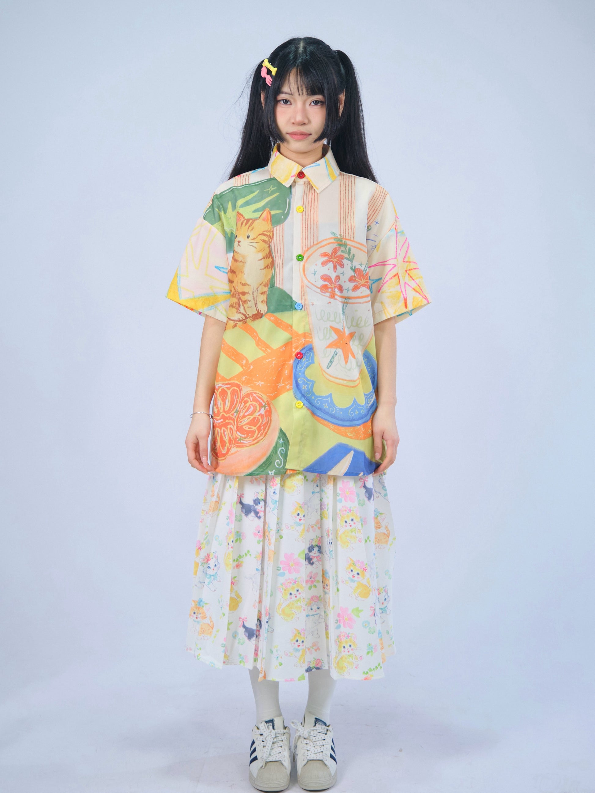 MeowMeow Bug- Kidcore Print Pleated Skirt skirt MeowMeow Bug