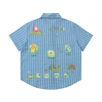 BlackBerry – Blue Plaid Cotton Shirt shirt BlackBerry