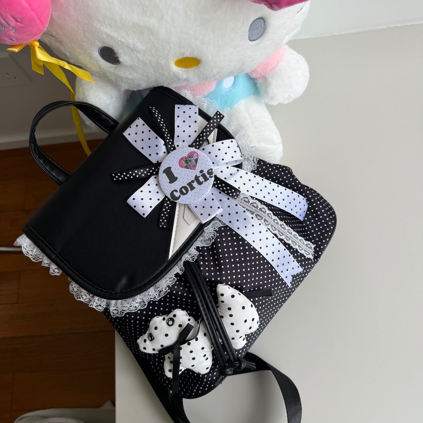 Hottie - Polka Dot Drawstring Backpack bag Hottie