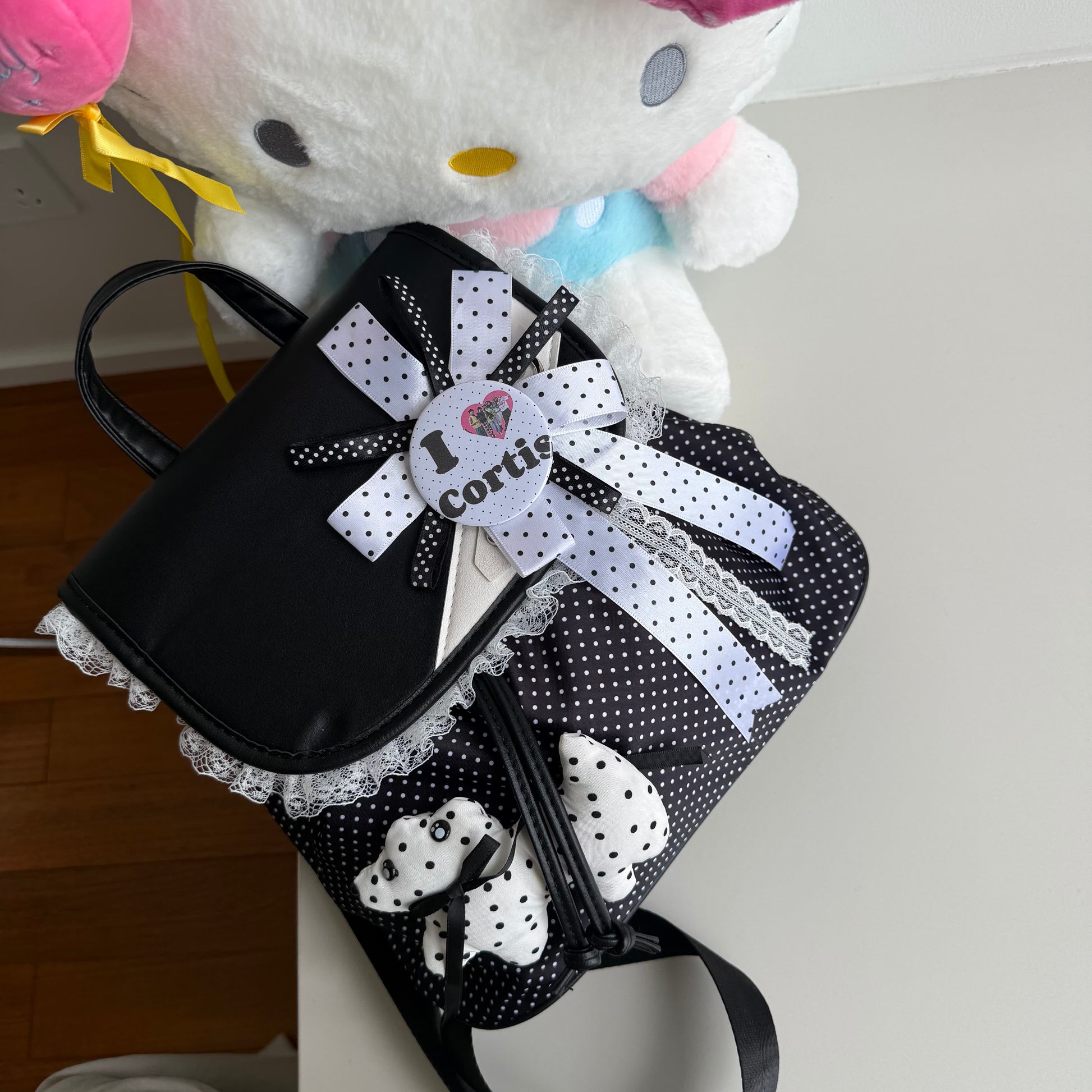 Hottie - Polka Dot Drawstring Backpack bag Hottie