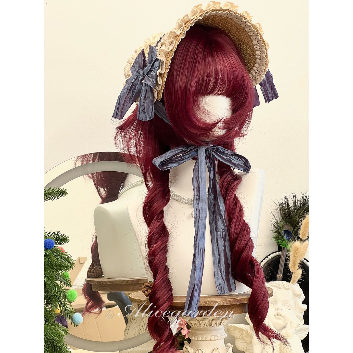 Alice Garden - Burgundy Long Curly Wig wig Alice Garden