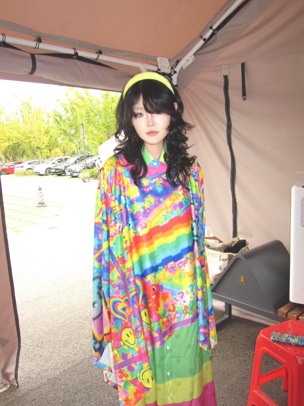 LEERROO - Y2K Smile Print Cape Top hoodie Leerroo