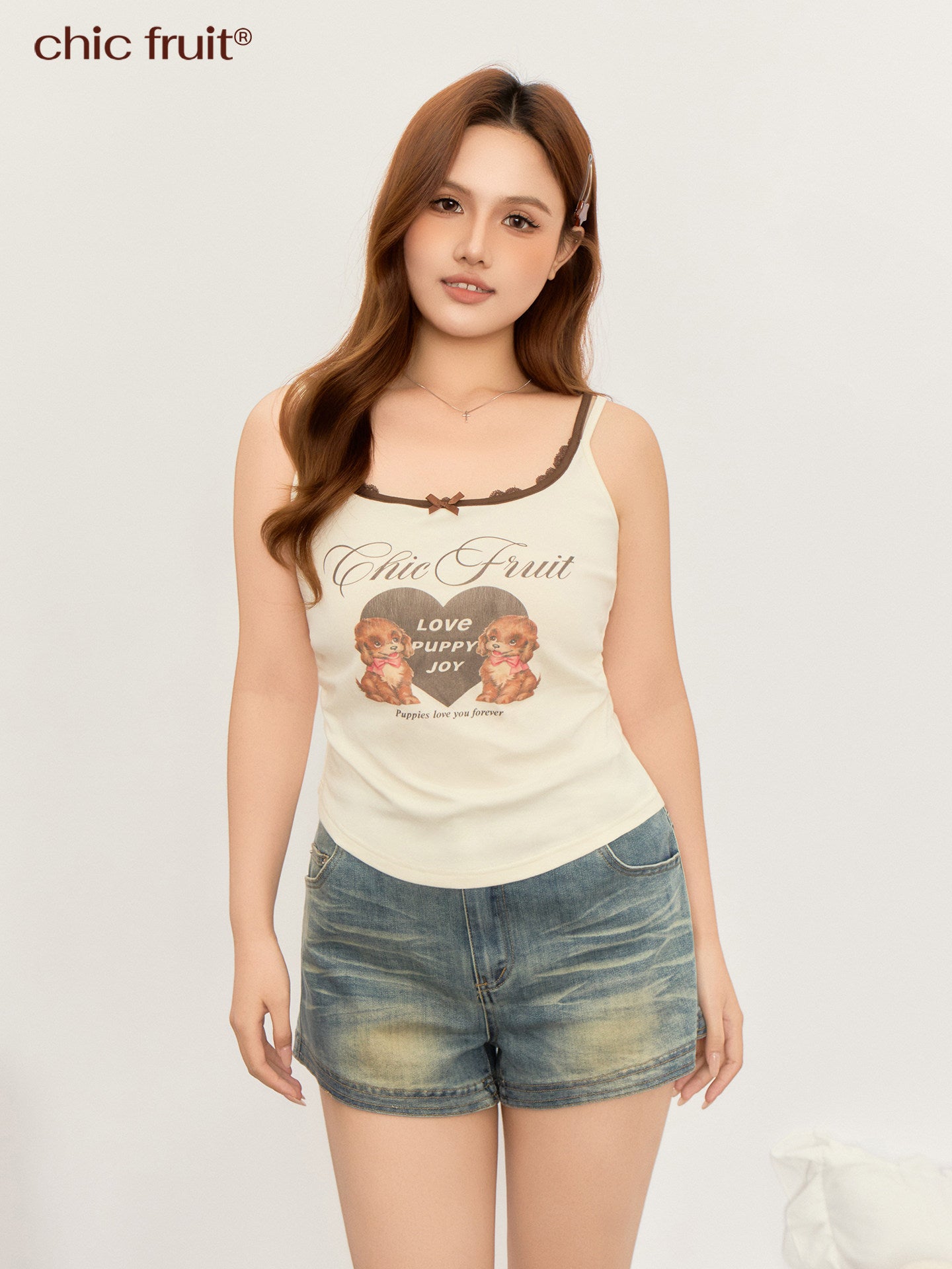 CHIC FRUIT - Heart Puppy Print Tank Top camisole Chic Fruit