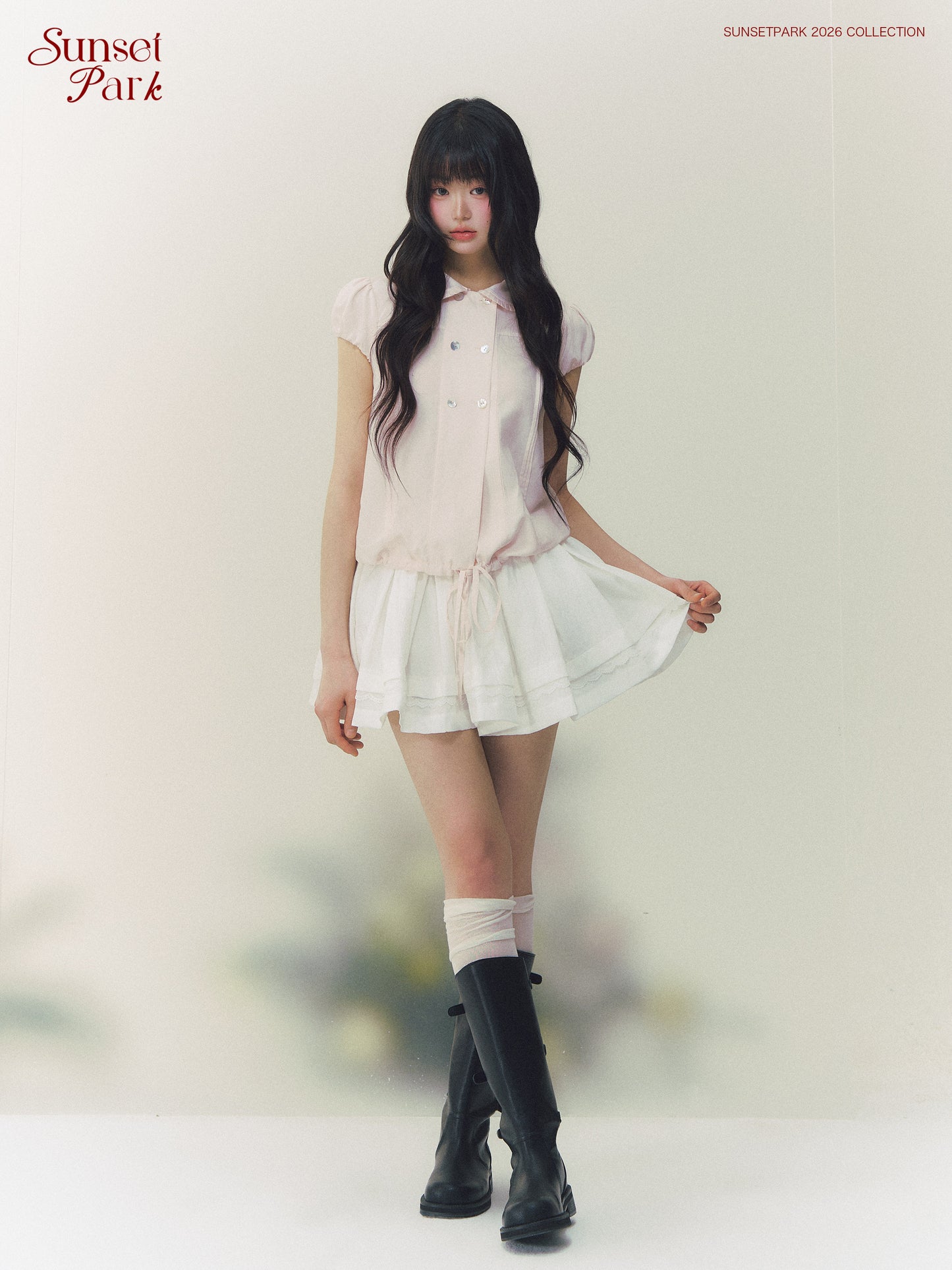SunsetPark - Double-Breasted Lace Collar Shirt shirt Sunset Park