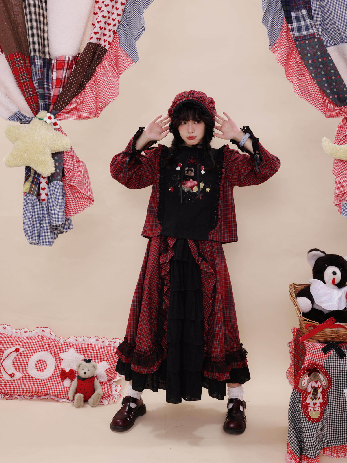 SemenCoicis - Vintage Doll Plaid BB Cap hat SemenCoicis