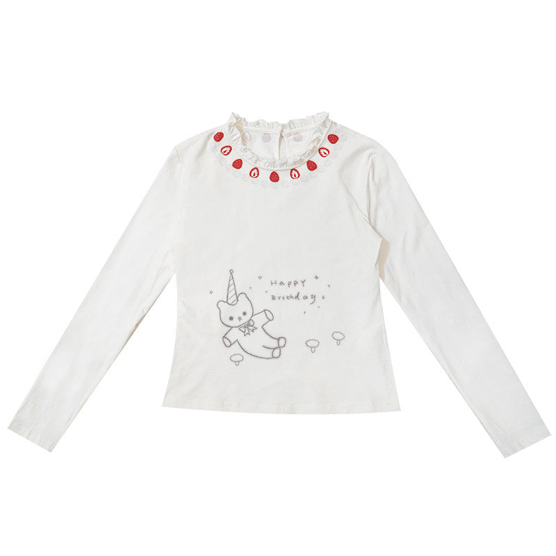 Daytoday Everyday Institute - Strawberry Lace Collar Top shirt daytoday everyday institute S