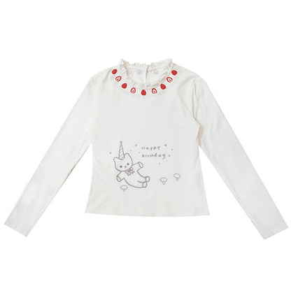 Daytoday Everyday Institute - Strawberry Lace Collar Top shirt daytoday everyday institute S