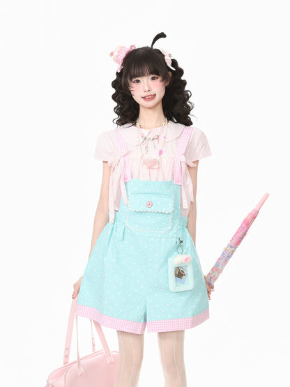 Languid Park - Polka Dot Lace Suspender Shorts overall Languid Park