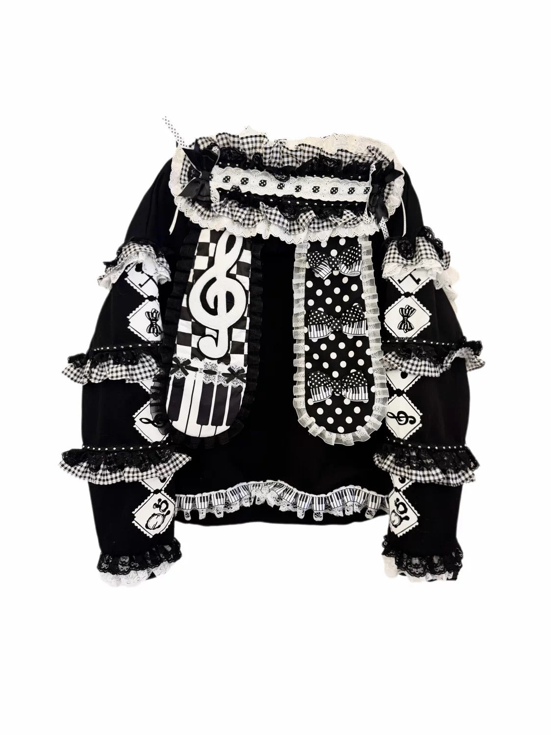 Red Devil - Black and White Bunny Ear Lace Jacket hoodie Red Devil