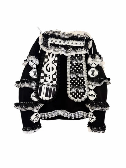 Red Devil - Black and White Bunny Ear Lace Jacket hoodie Red Devil