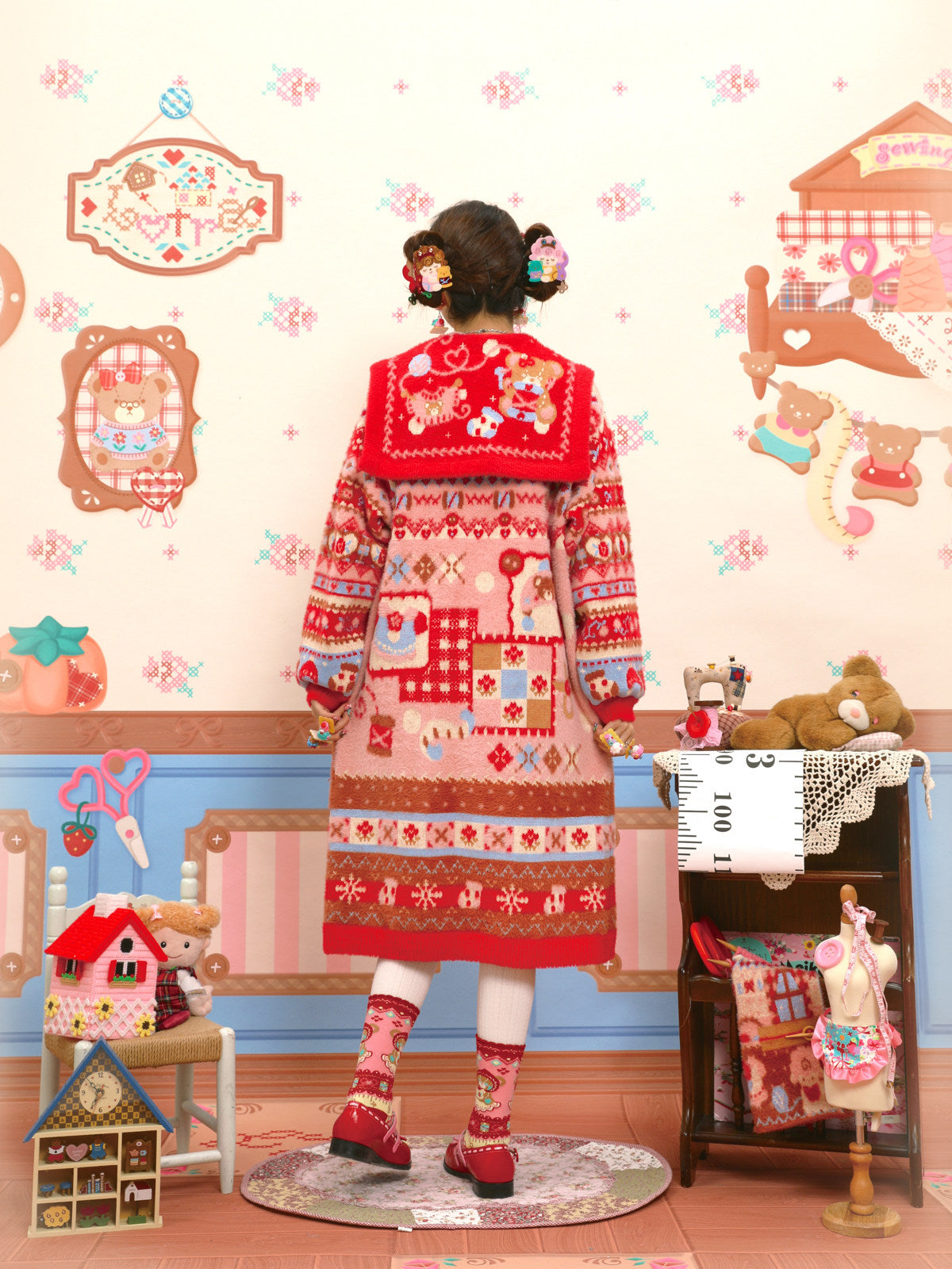 Lutra Jump - Decora Faux Fur Sailor Knit Dress dress Lutra Jump