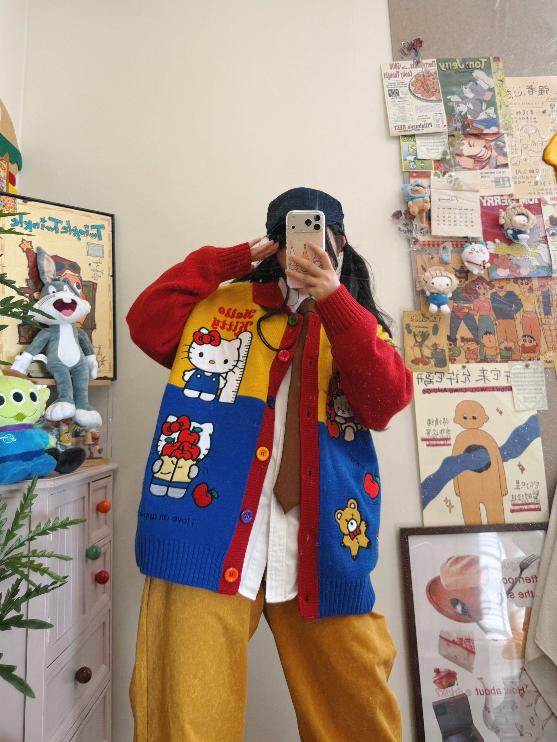 BIBULU - Kidcore Apple Embroidered Cardigan cardigan BIBULU