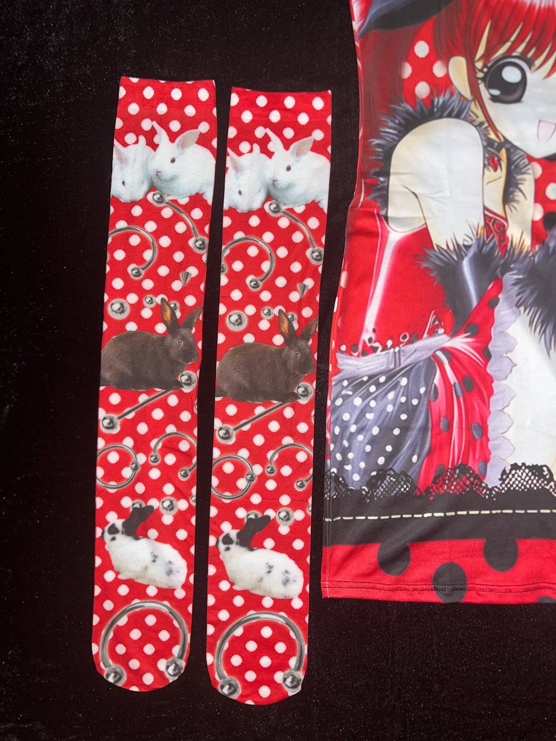 ki00bi00 - Red Polka Dot Thigh Socks socks ki00bi00