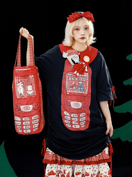 Meugler - Red Hand-Painted Ita Phone Bag