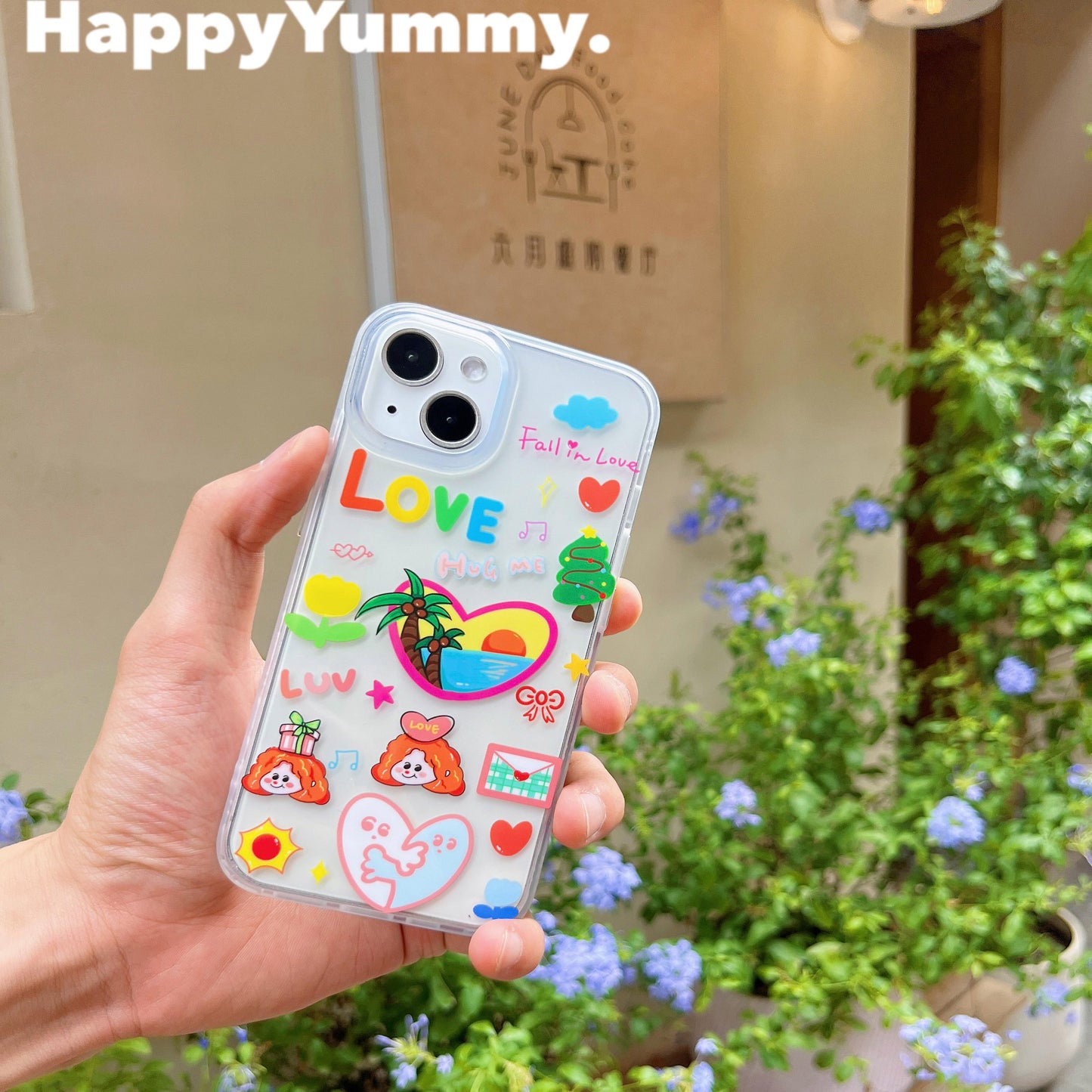 HappyYummy "Summer Love DU" Phone Case – Colorful Beach-Themed Shockproof Cover for iPhone