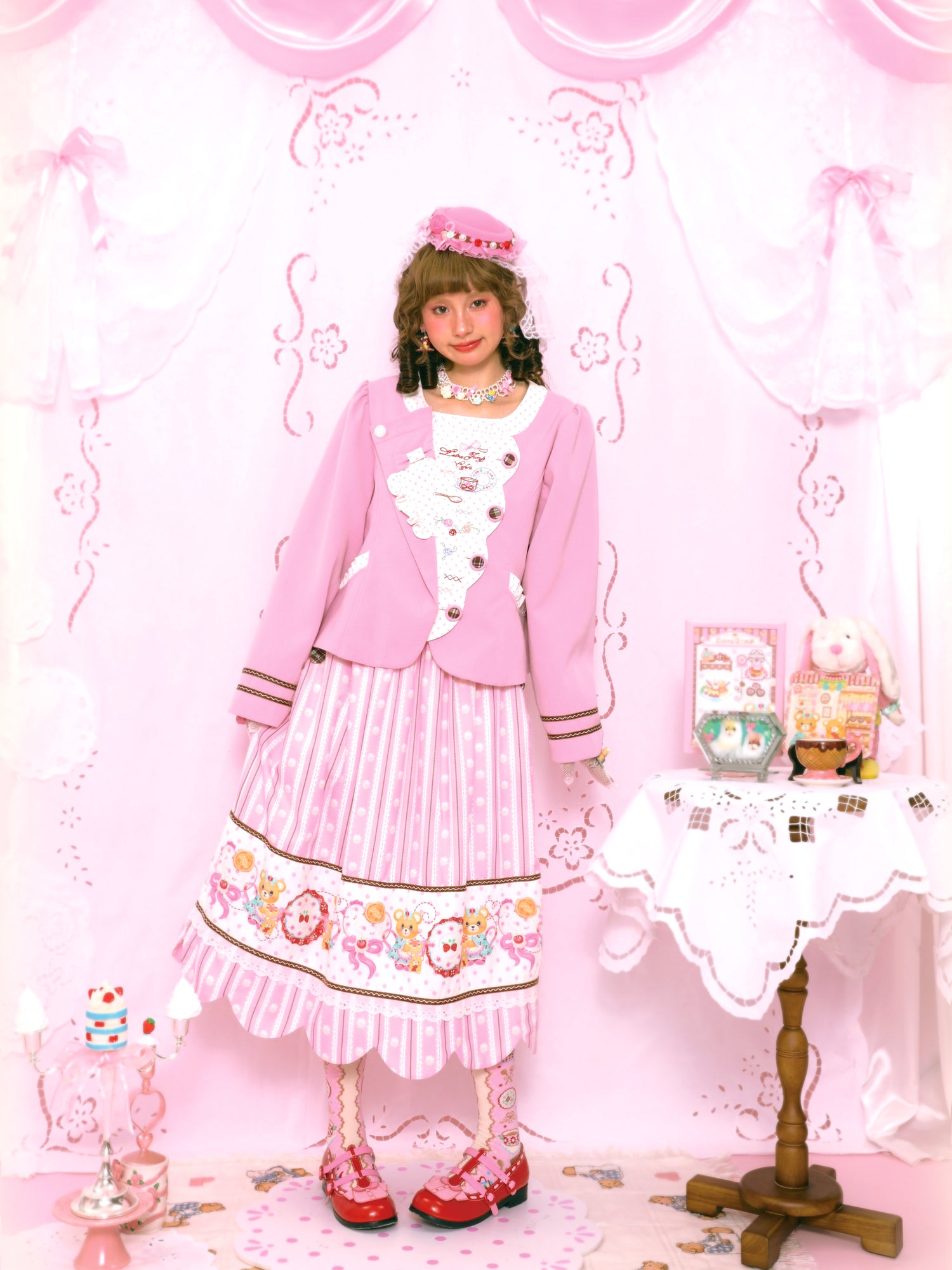 Lutra Jump - Kawaii Striped Cream Skirt Elastic Waist Long skirt Lutra Jump