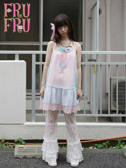 frufru - Pink Blue Rhinestone Mesh Dress dress frufru