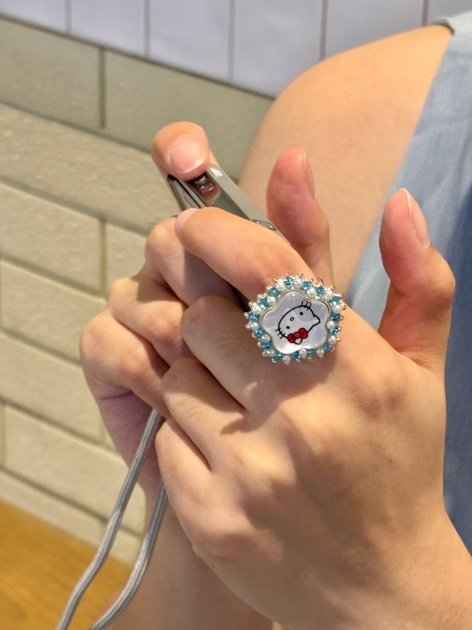 Salty Gummy - Y2K Kitty Rhinestone Ring Adjustable Cute Bling ring Salty Gummy