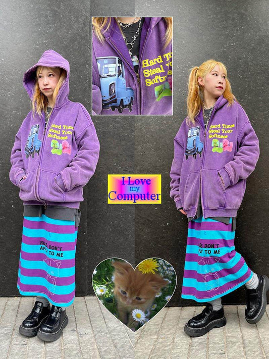 bunnybunnygun - Harajuku Striped Maxi Skirt skirt bunnybunnygun