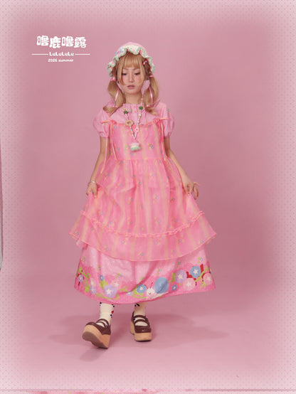 LULULULU - Morning Glory Print Organza Lolita Overlay Dress overskirt LULULULU