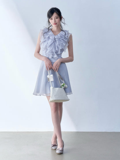 SOS SEAMSTRESS - Misty Blue Ruffle Dress dress SOS SEAMSTRESS