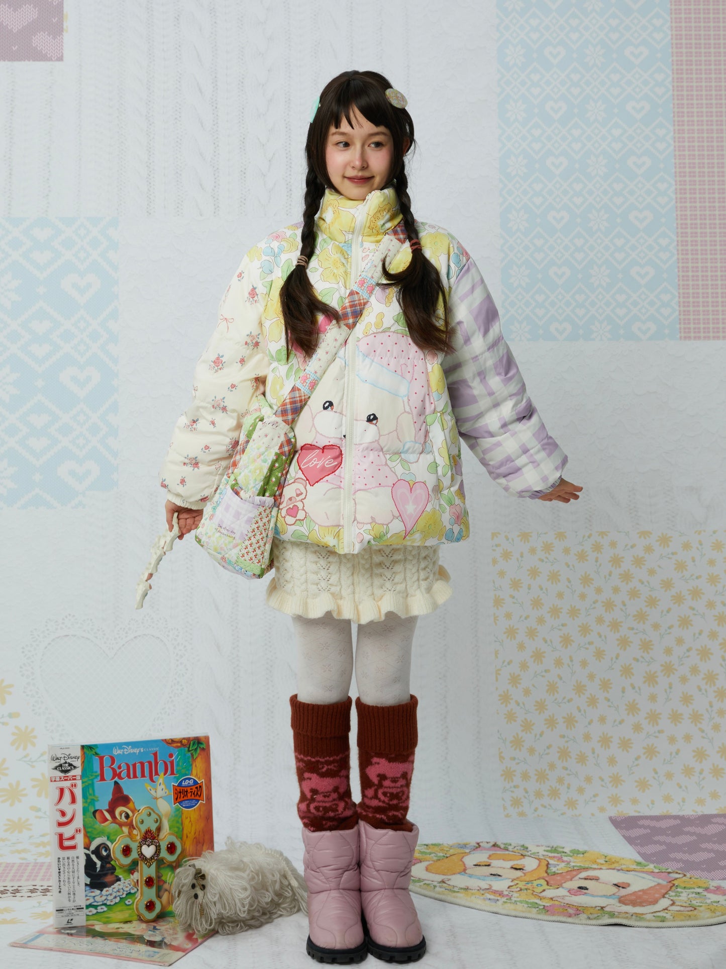 KaiXin hostel - Cute Bear Print Puffer Jacket coat KaiXin hostel