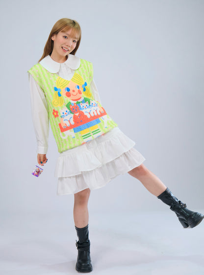 MeowMeow Bug - Kidcore Cat Girl Knit Vest Soft Fuzzy Sleeveless Top