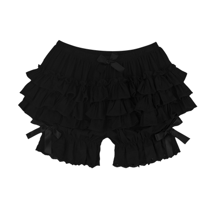 NIHON KIDS - Black Ruffle Layered Lantern Shorts shorts NIHON KIDS