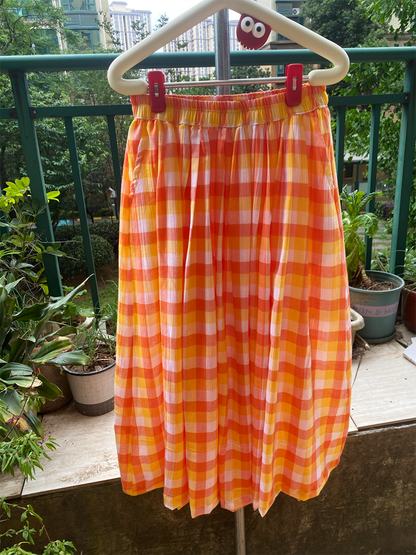 Toothshop - Sweet Orange Plaid Cami Top & Skirt Set set toothshop
