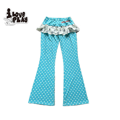 Loveplay - Y2K Flare Pants Star Patchwork Pleated Skirt Design pants loveplay Blue S