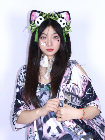 LEERROO - Kawaii Plush Panda Headband Hair Accessory hair clip Leerroo