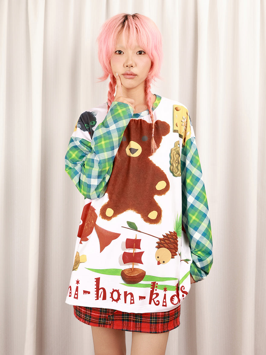 NIHONKIDS - Kidcore Retro Teddy Harajuku Tee shirt NIHON KIDS