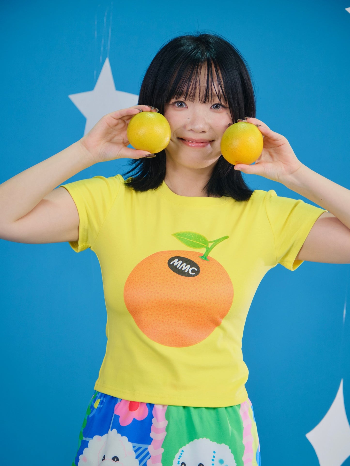 MeowMeow Bug - Decora Kei Orange Print Slim Fit T-Shirt tshirt MeowMeow Bug