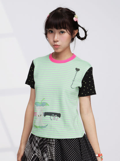 FRUITS - Apple Stripe Contrast Tee tshirt Fruits