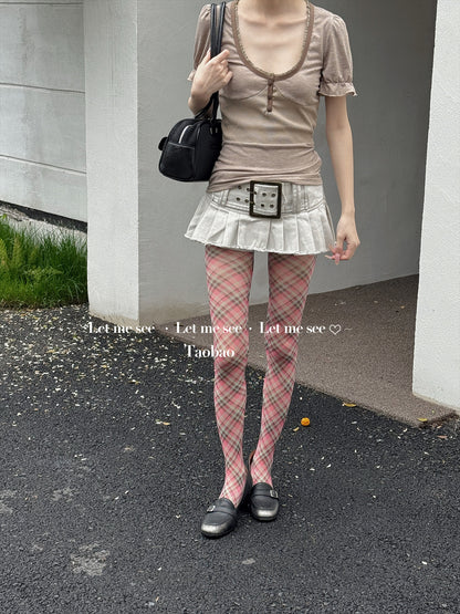 LET ME SEE - Plaid Pattern Sheer Tights tights let me see