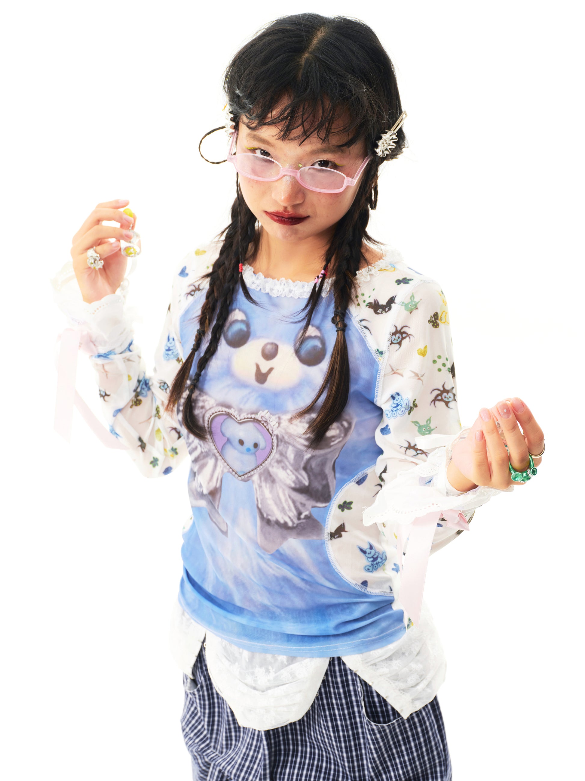 sillysis - Blue Puppy Mesh Top shirt sillysis