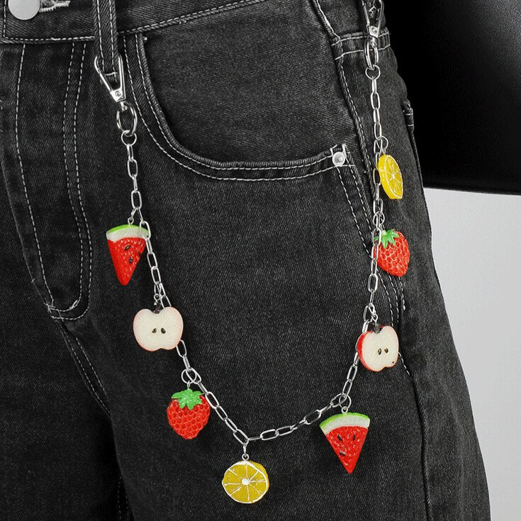 Colorful Fruit Chain Belt | Y2K Kawaii Harajuku Dopamine Waist Chain waistband really cute