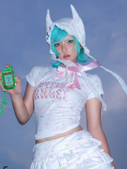 SelfishGhost - Bunny Strawberry Bow Two-Piece Set set SelfishGhost