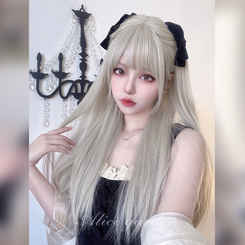 Alice Garden - Kawaii Milk Grey Long Straight Wig wig Alice Garden