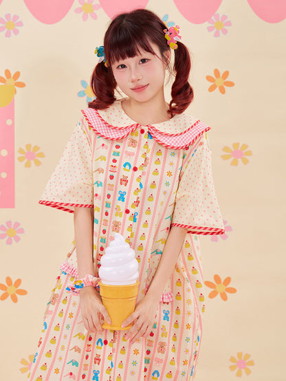 NIKKOU - Animal Print Lace Shirt Dress dress Nikkou home