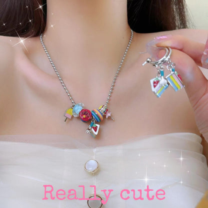 Strawberry Cake Necklace & Bracelet | Colorful Y2K Kawaii Harajuku Jewelry bracelet really cute
