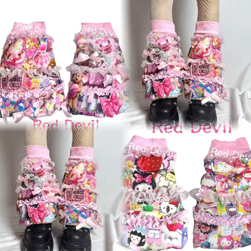 RedDevil Visual Kei Leg Covers | Harajuku Y2K Decora Leg Warmers leg warmmers Red Devil