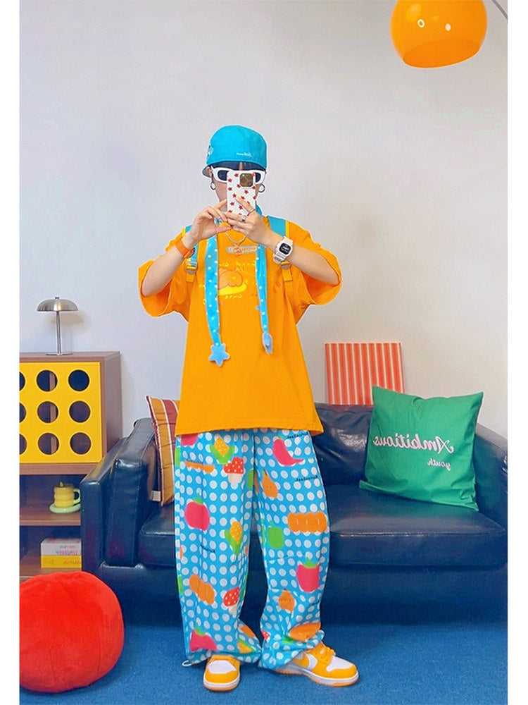 KURIOSITAET - Dopamine Blue Fruit Print Pants pants KURIOSITAET