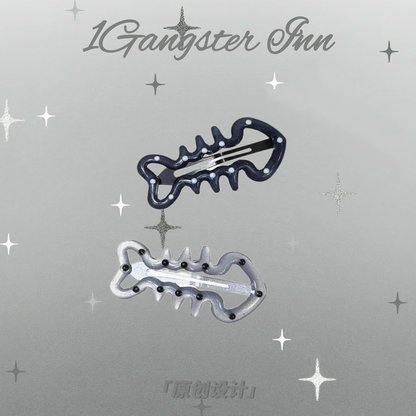 1Gangster Inn - Polka Dot Glitter Fishbone Hair Clips Set hair clip 1GASTERINN