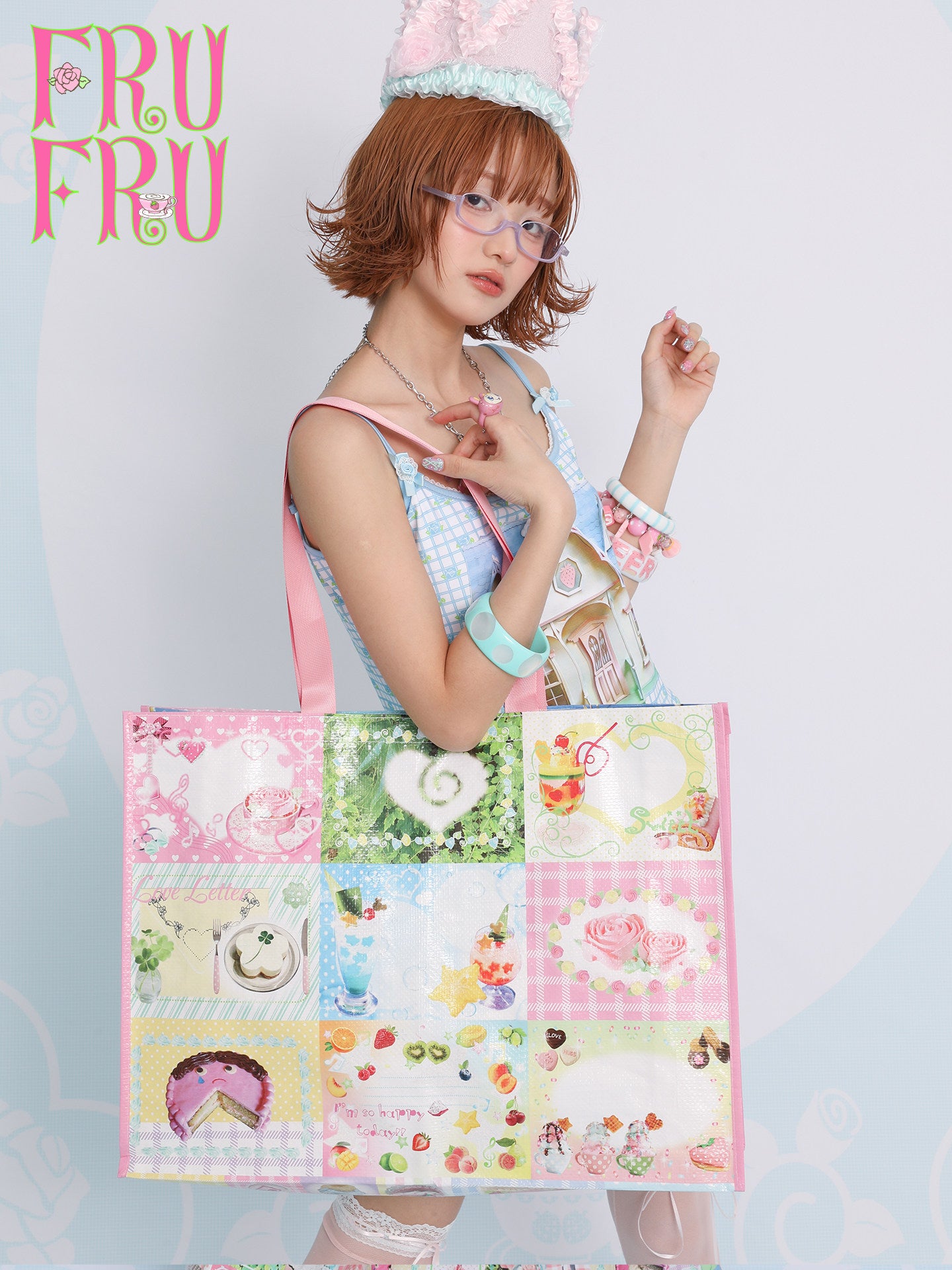 frufru - Vintage Collage Print Woven Tote Bag bag frufru
