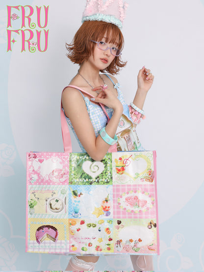 frufru - Vintage Collage Print Woven Tote Bag bag frufru