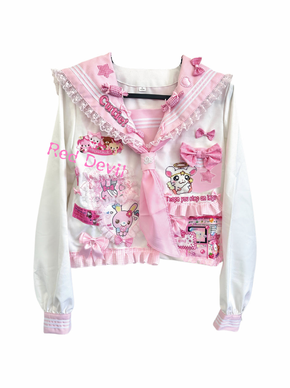 Red Devil Set Decora Kei Jacket Skirt Harajuku Lace Bow Sailor Set ...