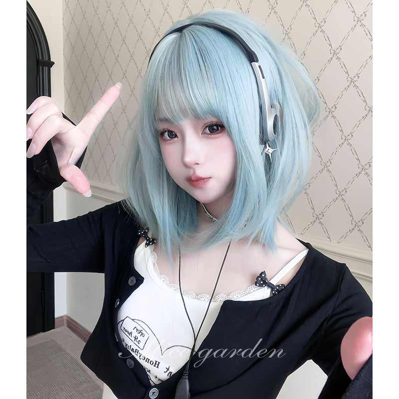 Alice Garden - Decora Kei Short Ice Blue Straight Wig wig Alice Garden
